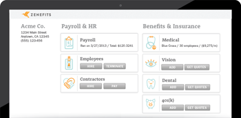 Zenefits Insurance and Payroll Dashboard